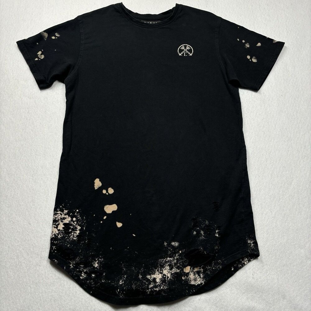 Civil Regime Mens Large Through Hell & Back Black Short Sleeve Distressed Tshirt
